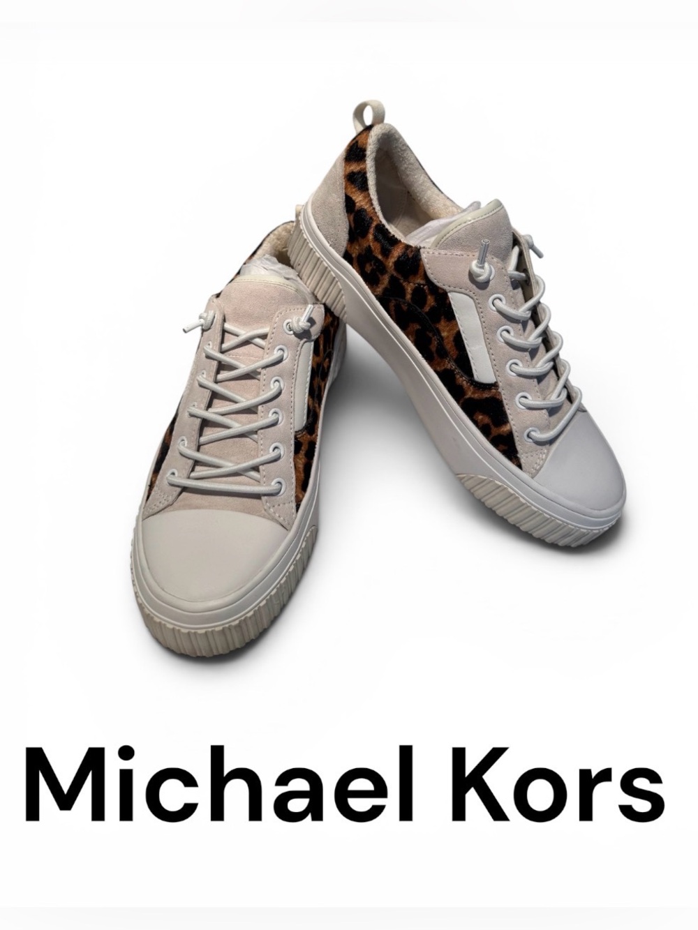 Michael Kors Beige and Leopard Print Low-Top Sneakers